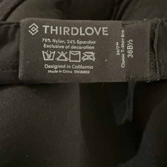 ThirdLove 24/7 Classic T Shirt Bra Womens 36B 1/2 Black - Picture 3 of 3
